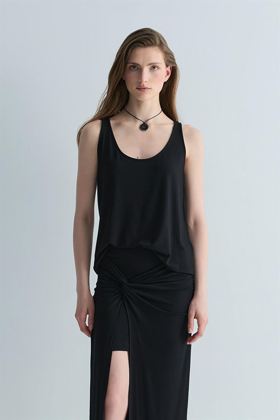 Siyah Agni Tensel Basic Bluz