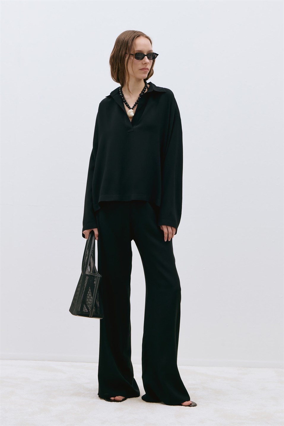 Alessa Polo Neck Tencel Blouse