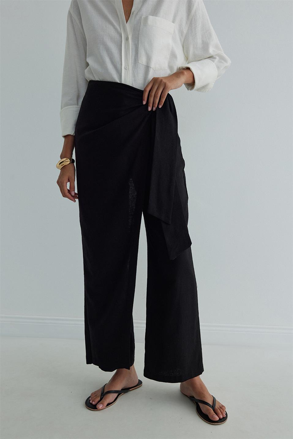 Alia Linen Pareo Style Trousers