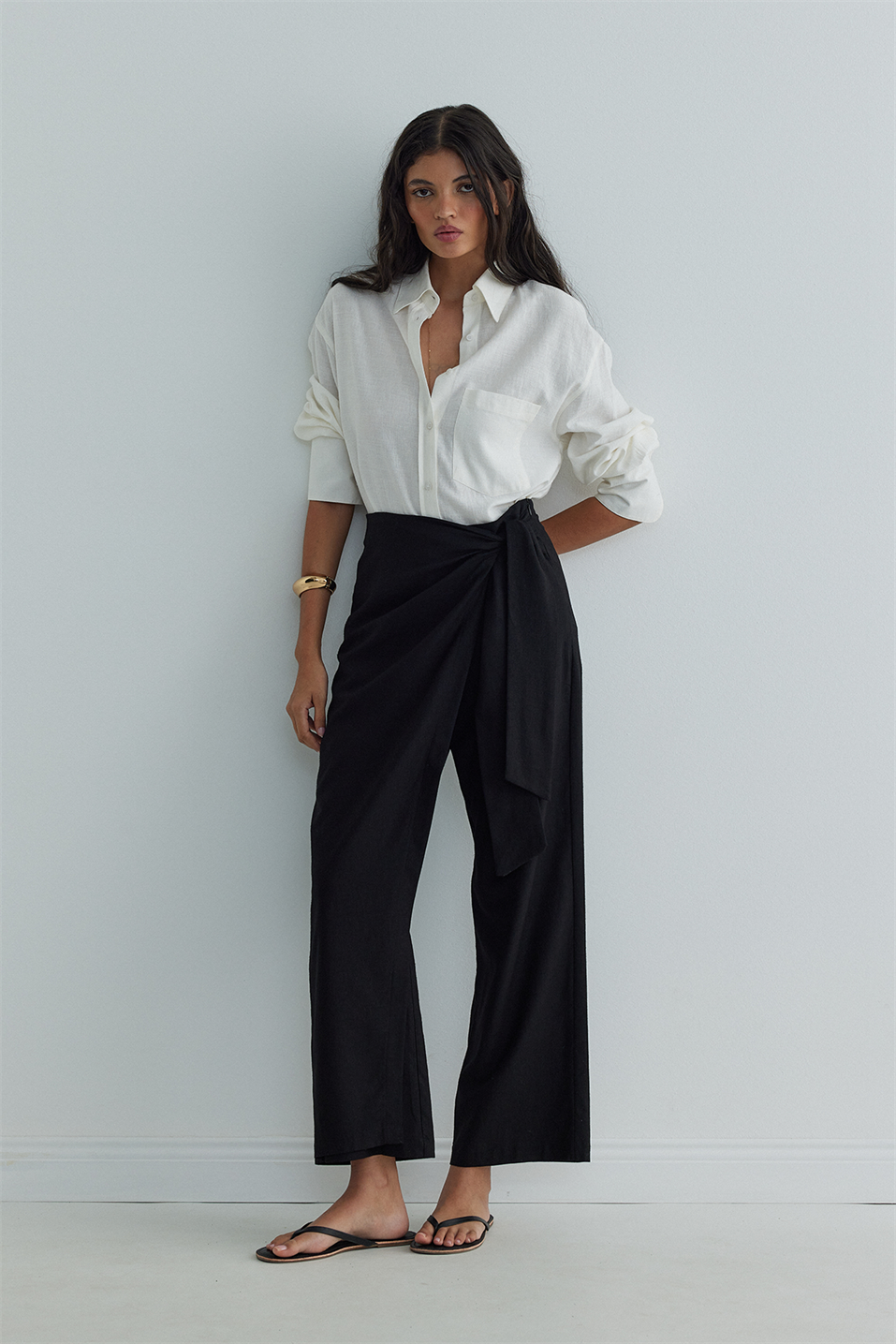 Alia Linen Pareo Style Trousers