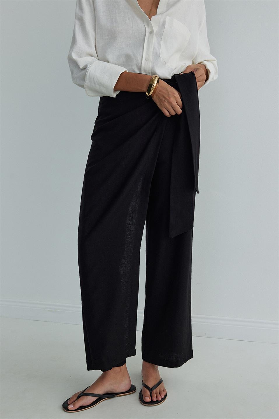 Alia Linen Pareo Style Trousers