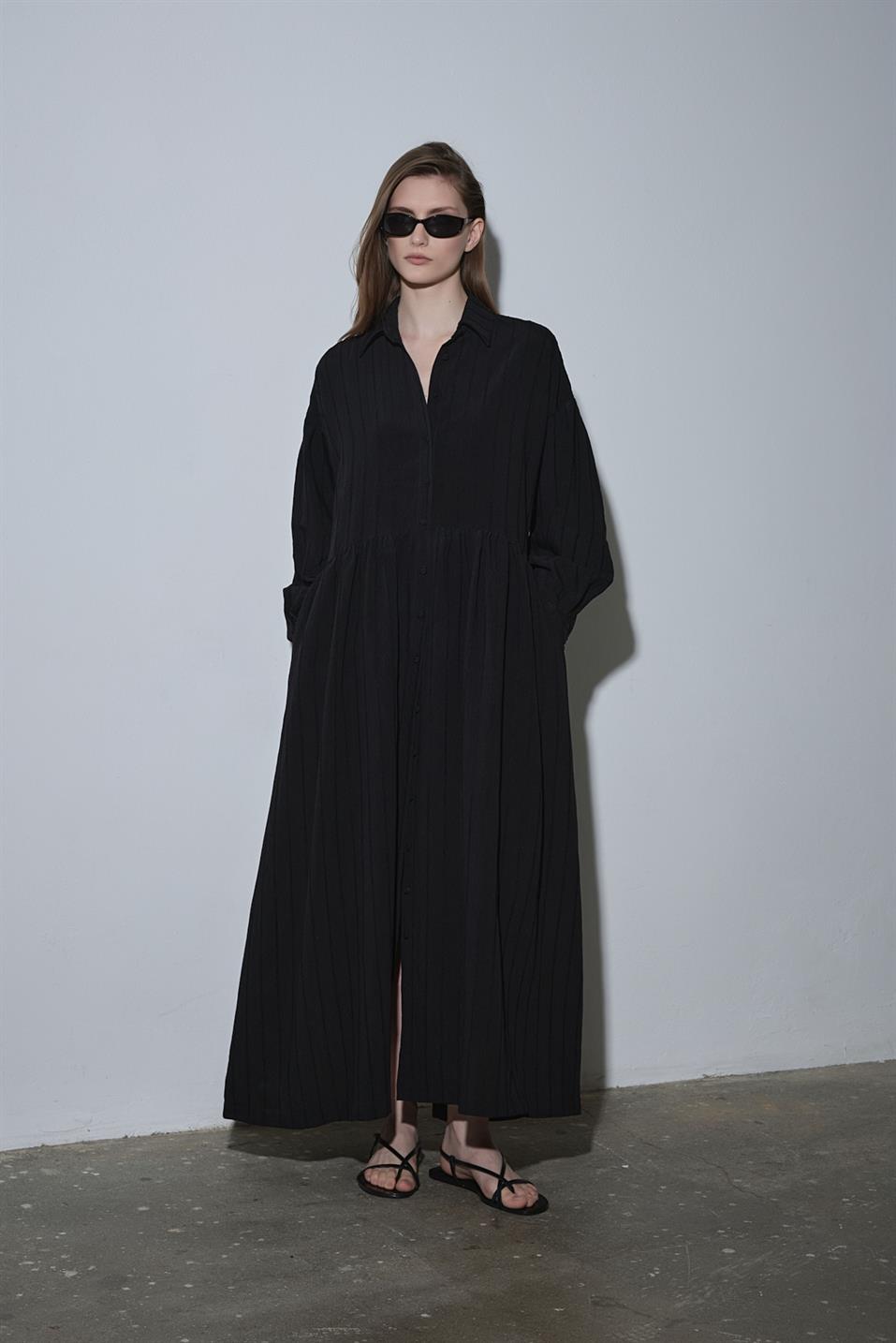 Siyah Anette Gömlek Elbise