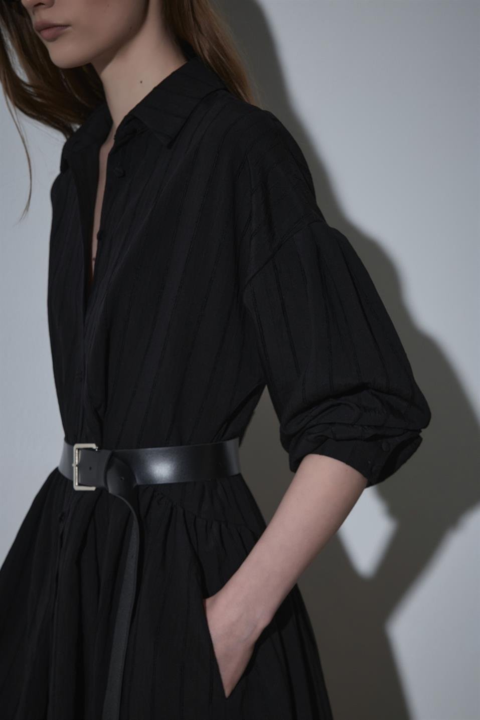 Siyah Anette Gömlek Elbise