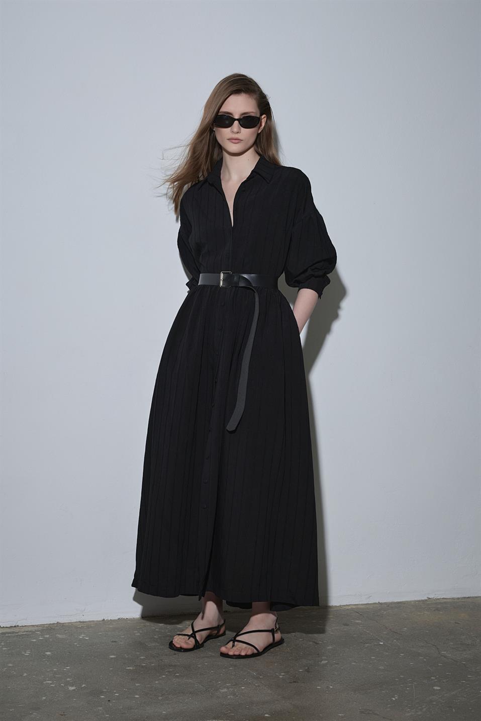 Siyah Anette Gömlek Elbise