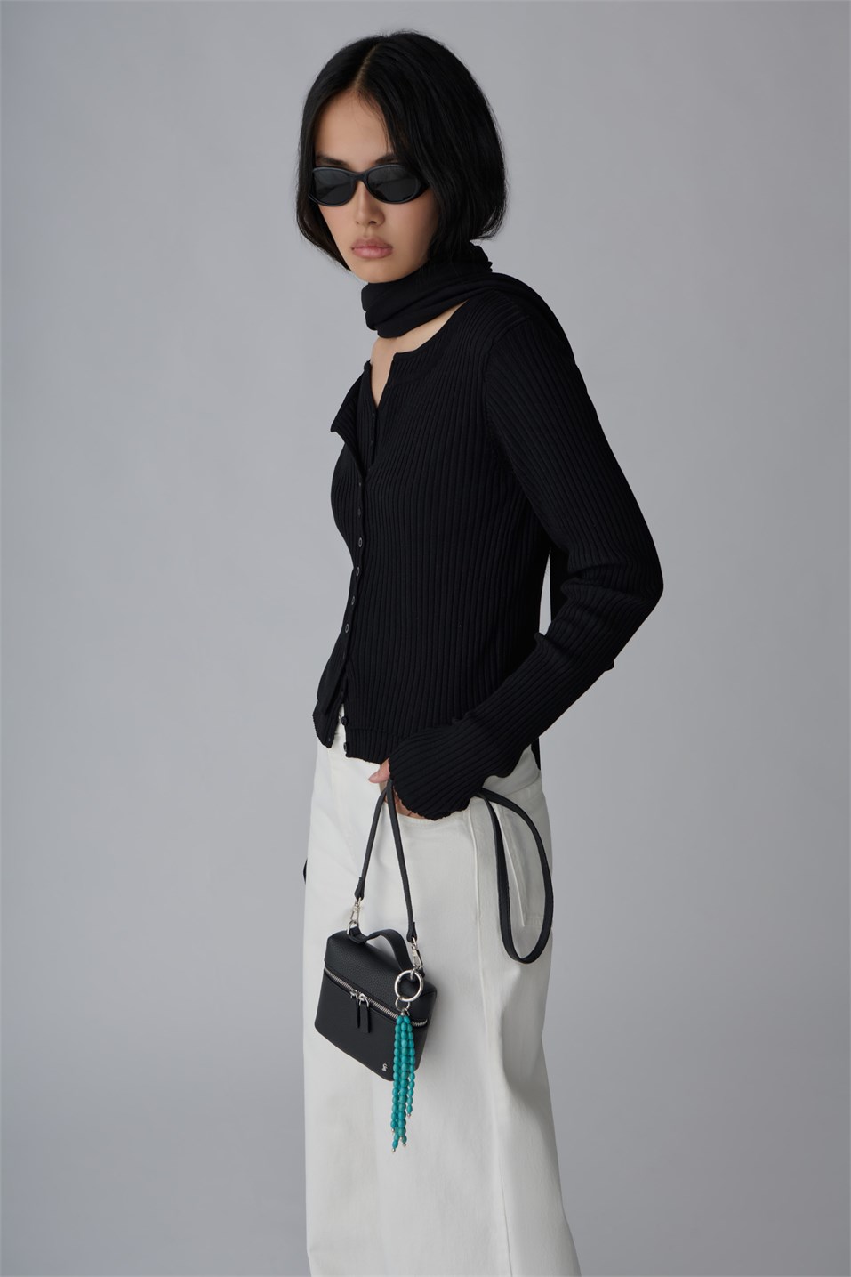 Siyah Arya Triko Atkı