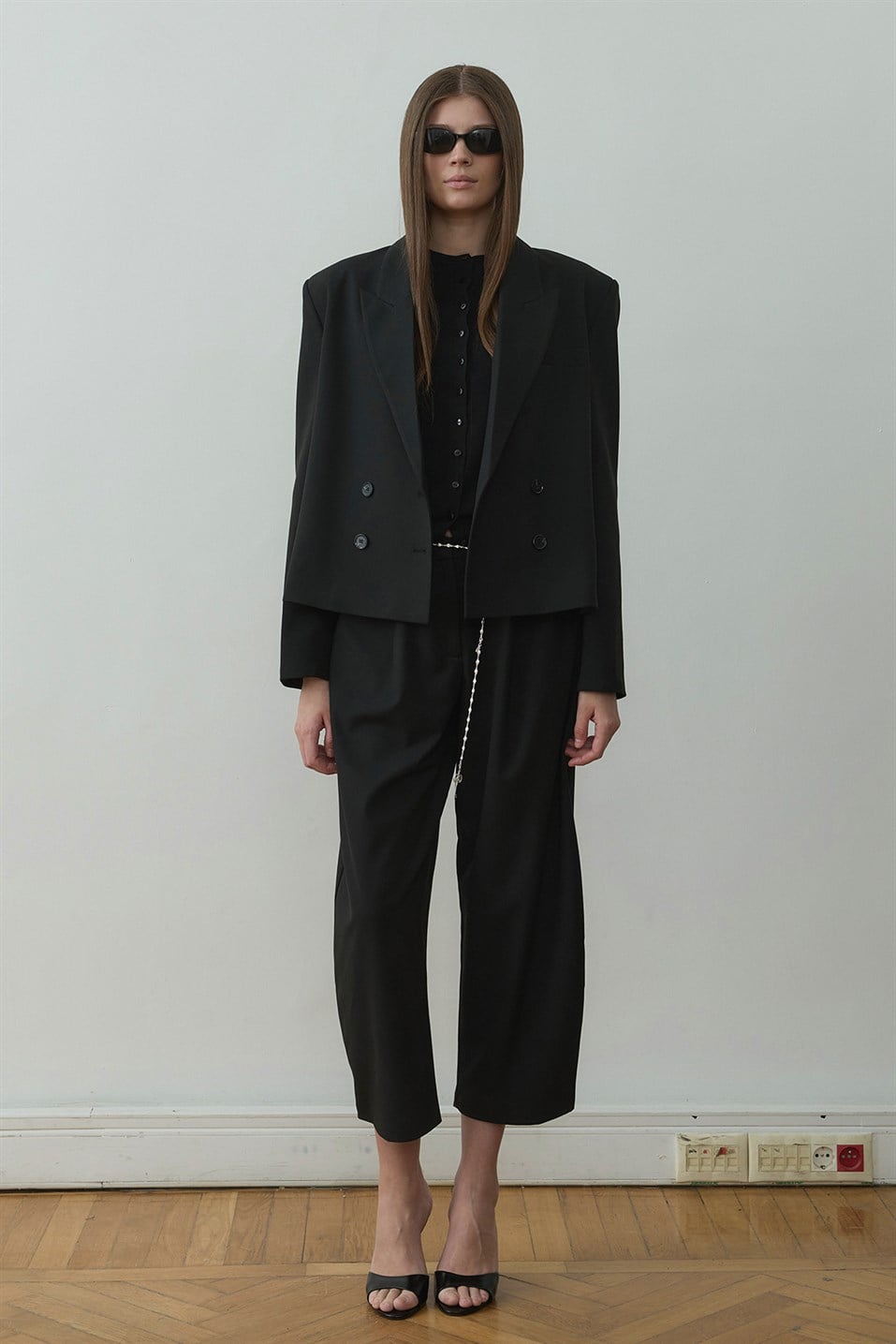 Siyah Ash Kruvaze Blazer Ceket