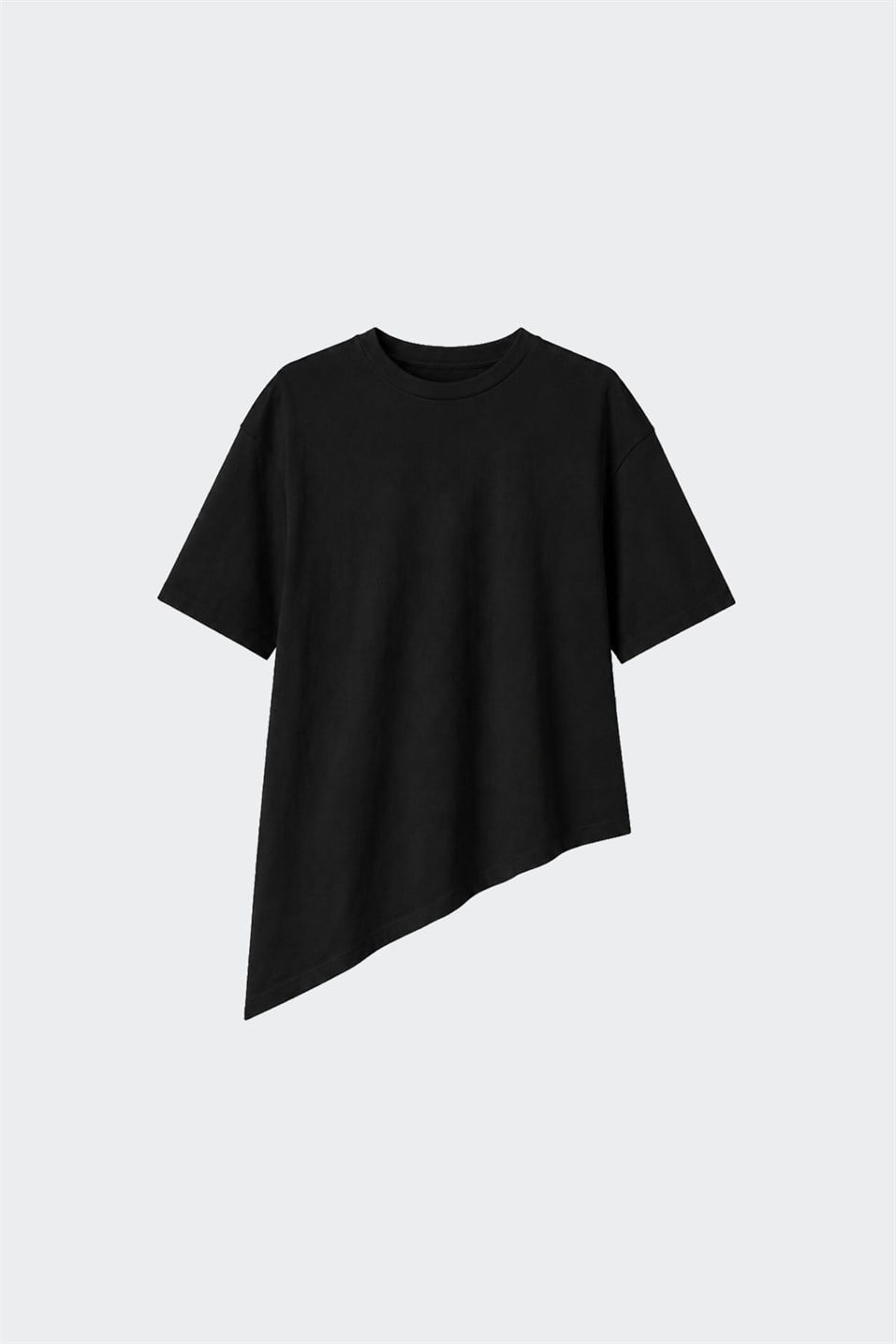 Siyah Asimetrik Oversize Tişört