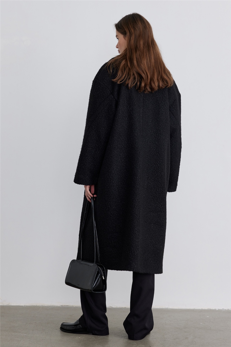 Black Boucle Oversize Coat