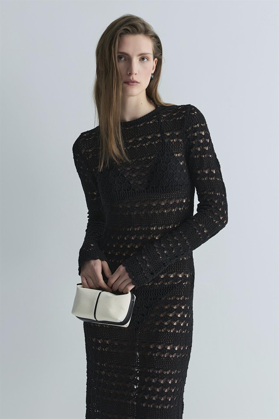 Siyah Claire Ajurlu Elbise