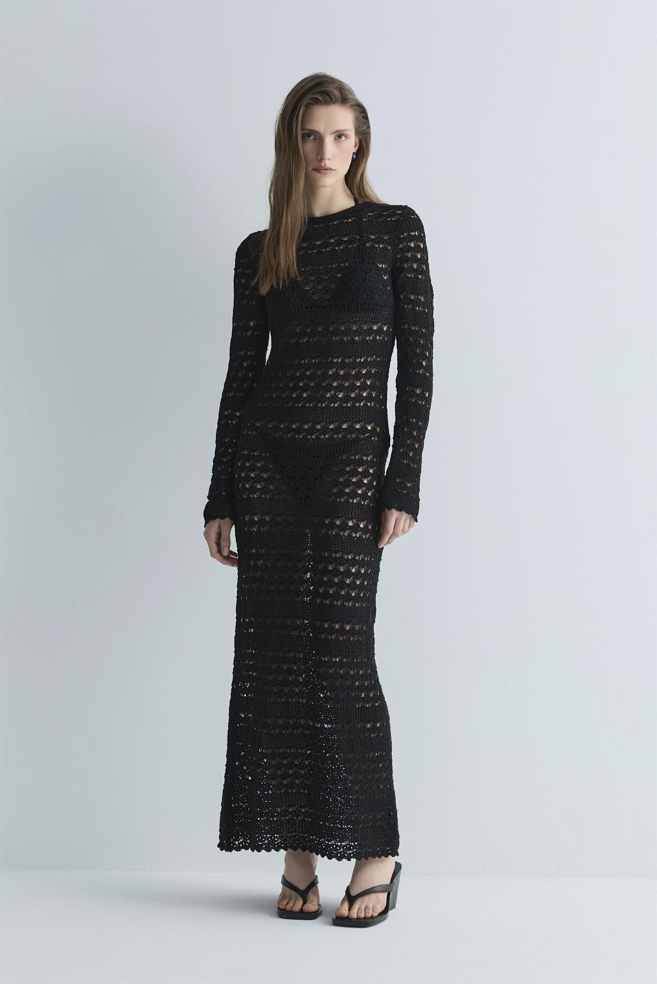 Siyah Claire Ajurlu Elbise