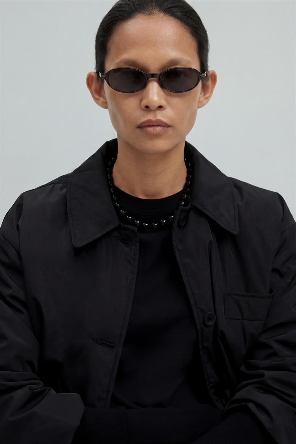 Siyah Cloud Gömlek Yaka Mont