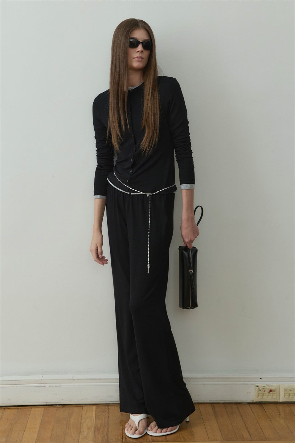 Siyah Cosie Beli Lastikli Pantolon