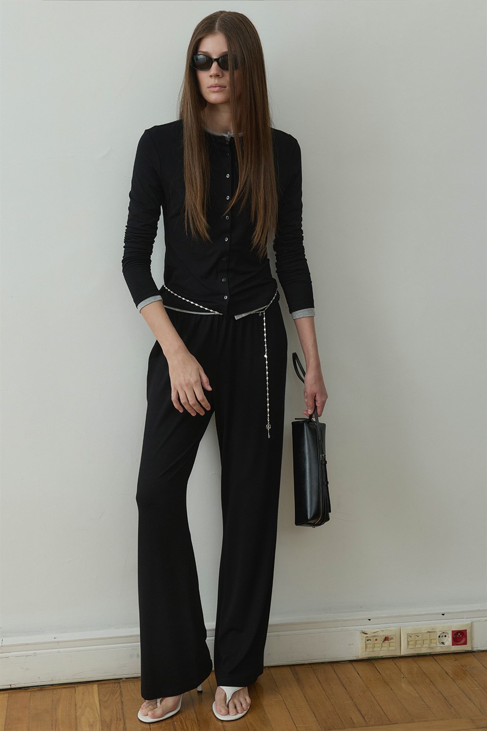 Siyah Cosie Beli Lastikli Pantolon