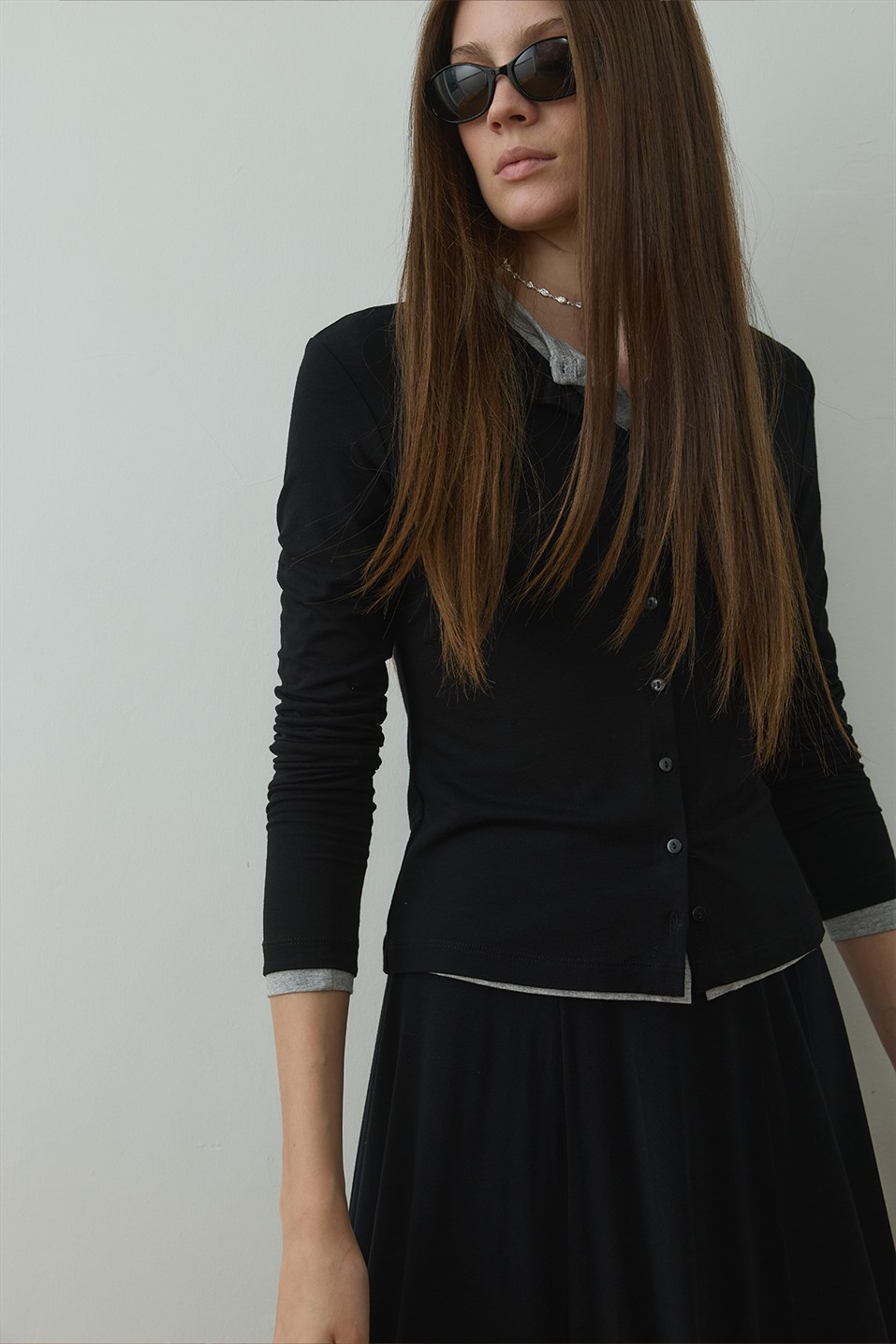 Siyah Cosie Düğmeli Hırka