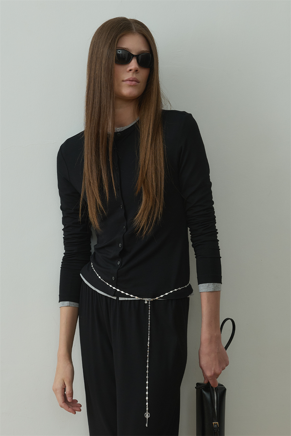 Siyah Cosie Düğmeli Hırka