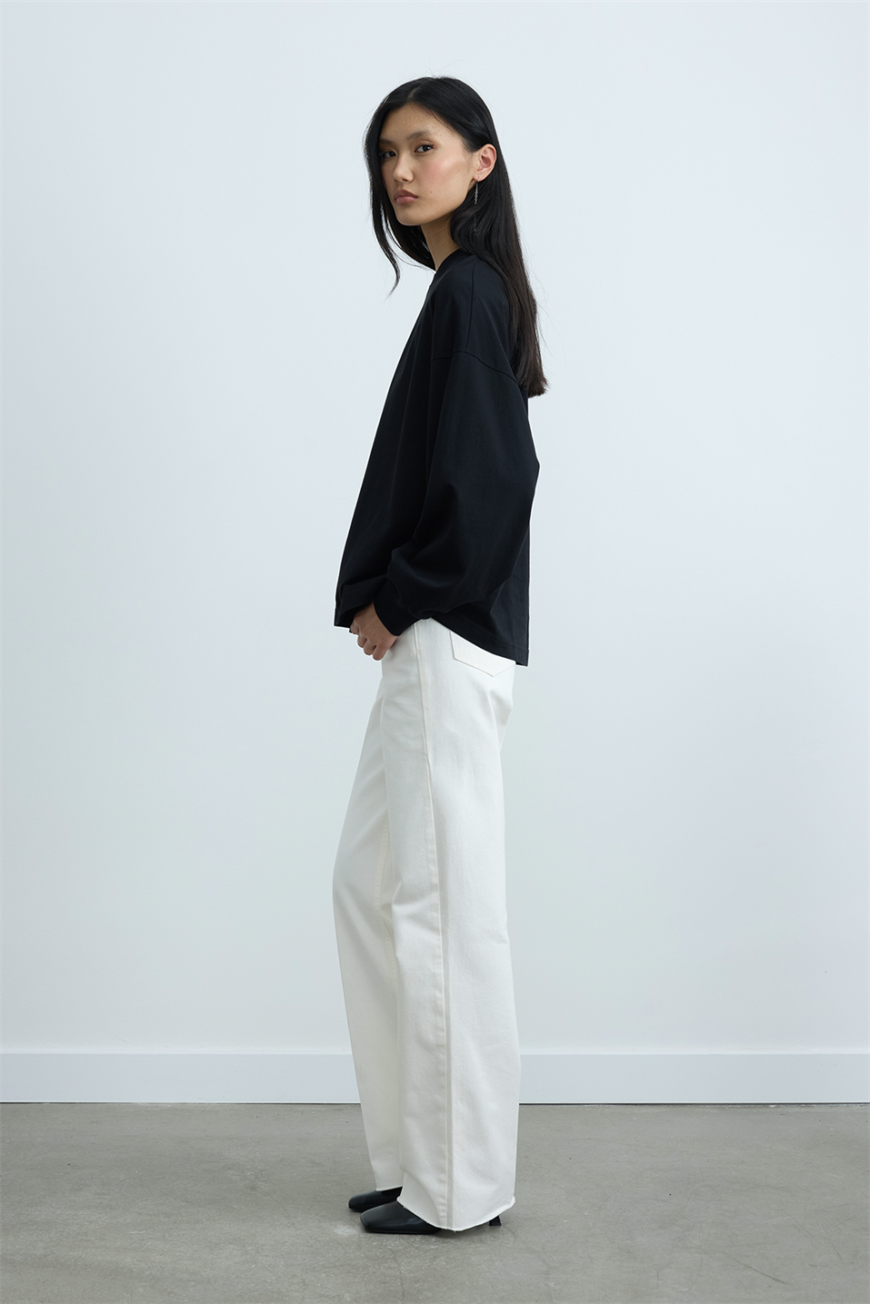 Siyah Dune Oversize Manşetli Tişört