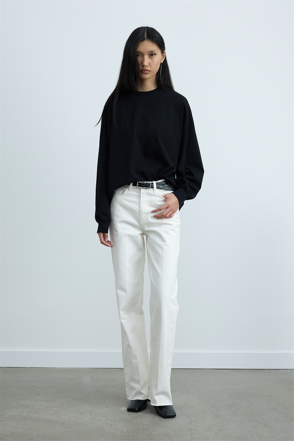 Siyah Dune Oversize Manşetli Tişört