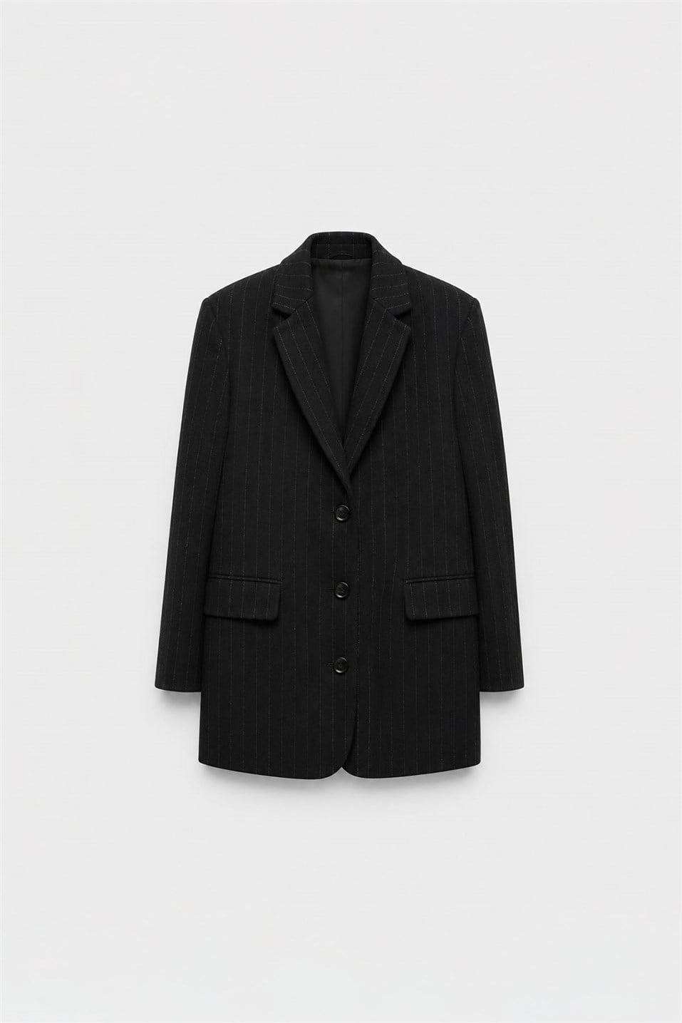 Gina Striped Long Wool Coat