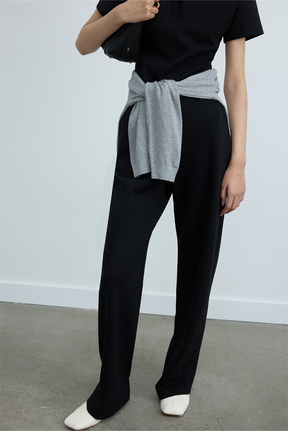 Siyah Jane Bol Paça Pantolon