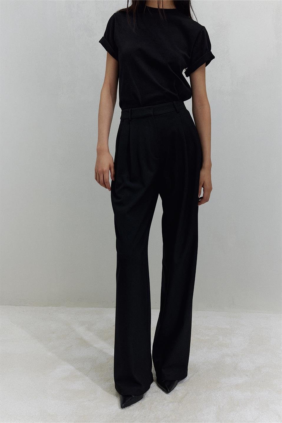 Siyah Janet Bol Paça Pantolon