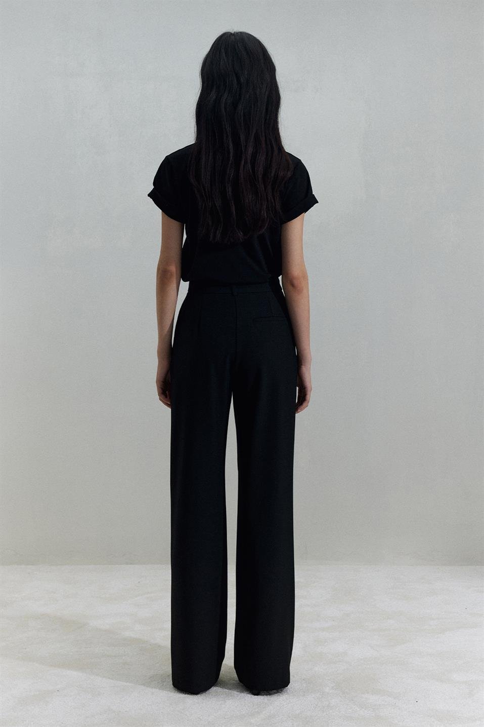 Siyah Janet Bol Paça Pantolon