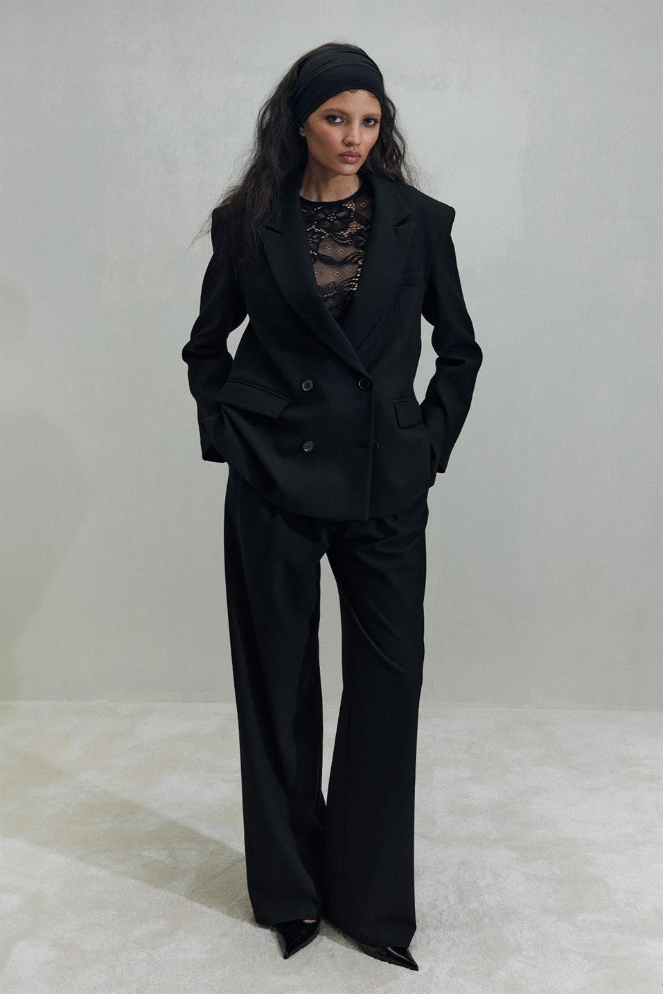 Siyah Janet Kruvaze Blazer Ceket