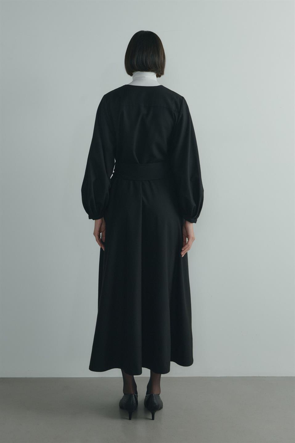 Siyah Kaia Düğmeli Maxi Elbise