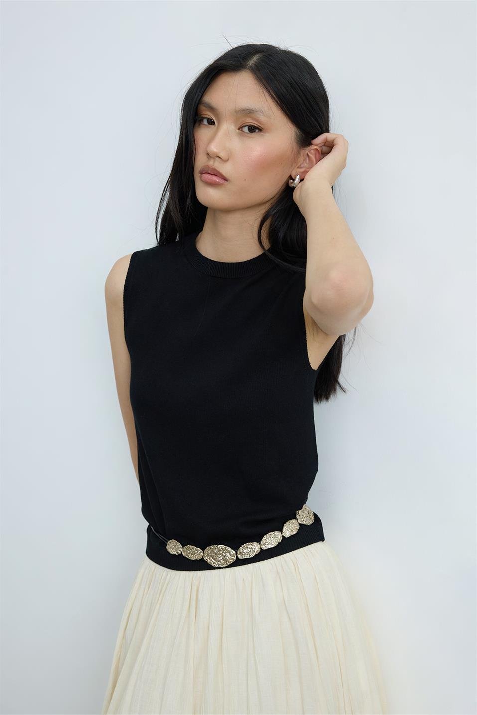 Siyah Lea Triko Bluz