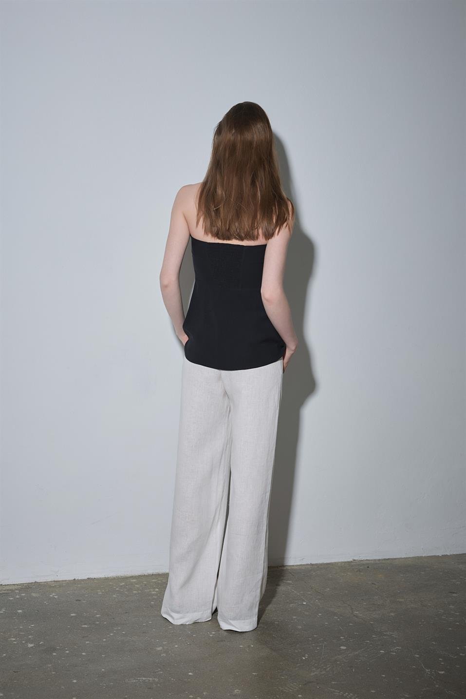 Siyah Leina Straplez Tensel Bluz