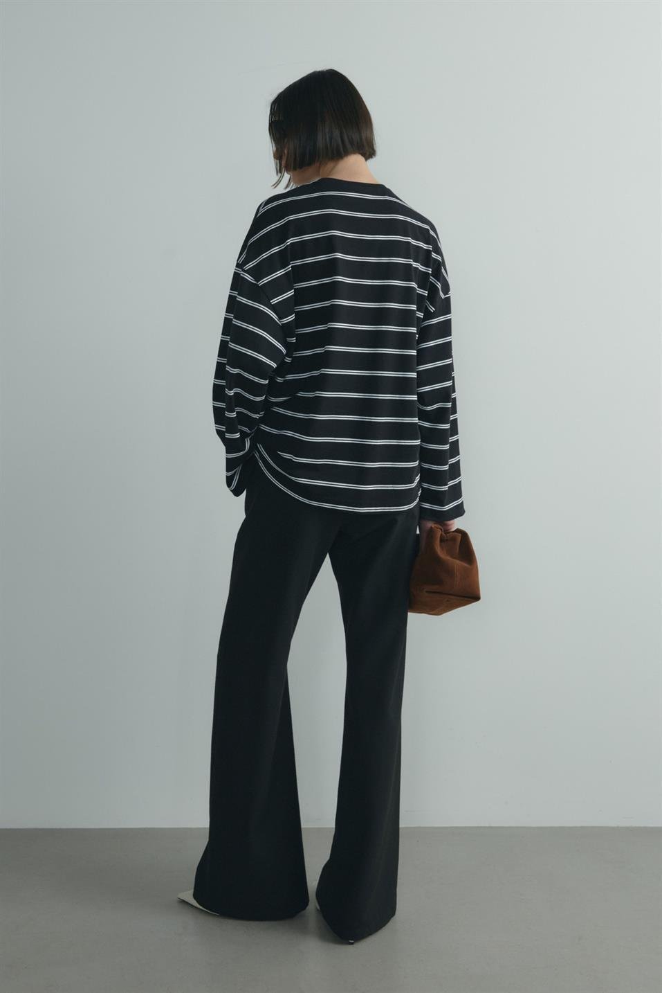 Siyah Lizzy Çizgili Tişört