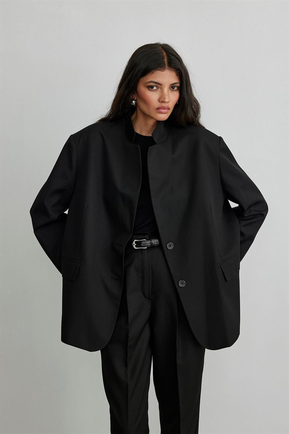 Siyah Maskülen Blazer Ceket