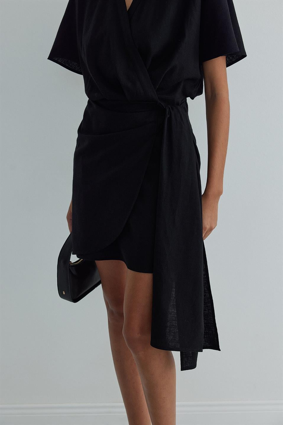 Siyah Maysa Mini Kimino Elbise