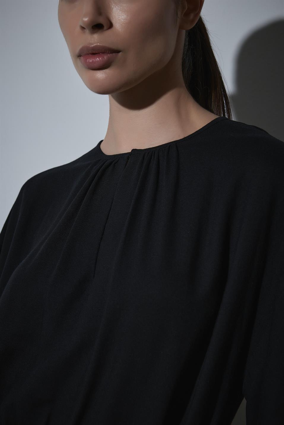 Siyah Meggie V Yaka Uzun Elbise