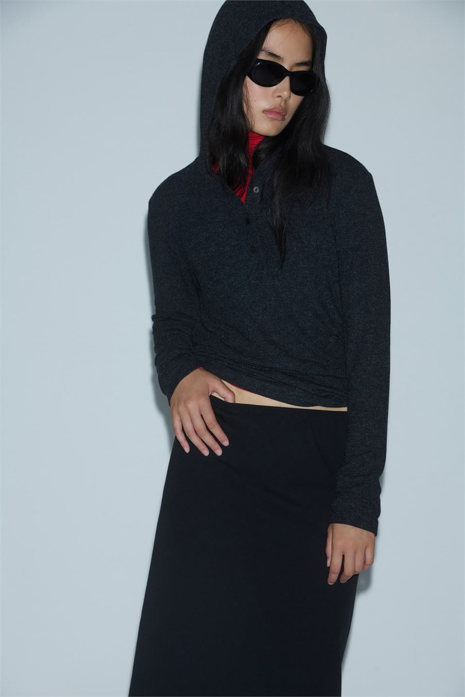 Siyah Midi Gabardin Etek