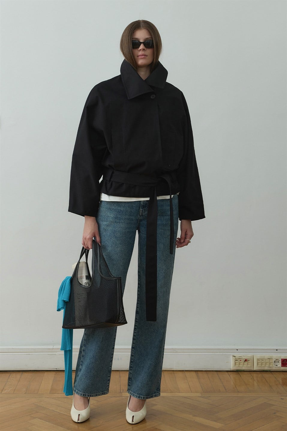 Siyah Millie Yarasa Kol Trençkot