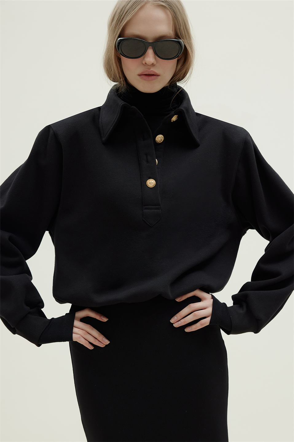 Mimi Sweatshirt With Gold Buttoned