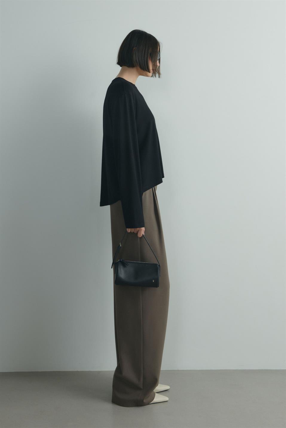 Siyah Nara Uzun Kollu Basic Tişört