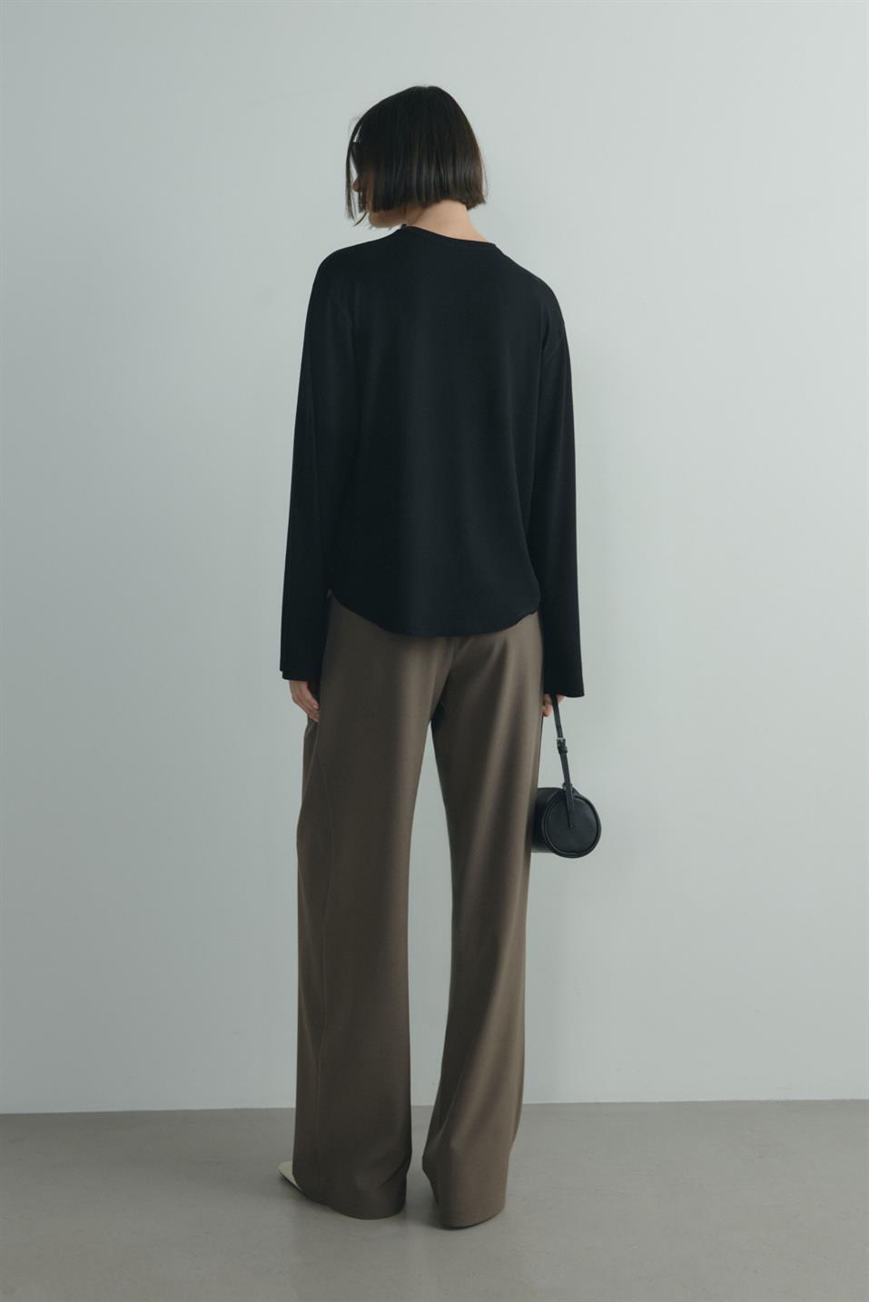 Siyah Nara Uzun Kollu Basic Tişört