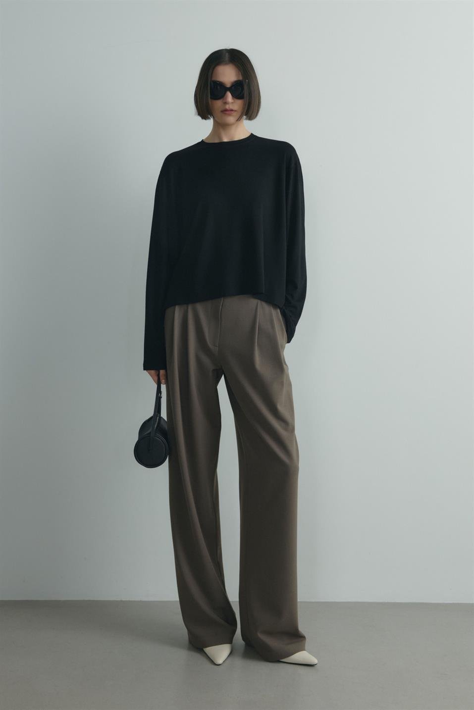 Siyah Nara Uzun Kollu Basic Tişört