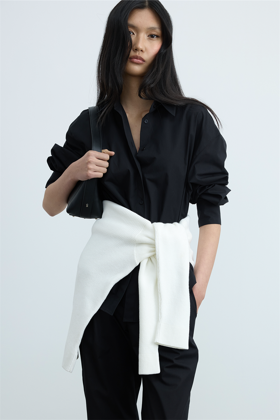 Siyah Page Oversize Gömlek