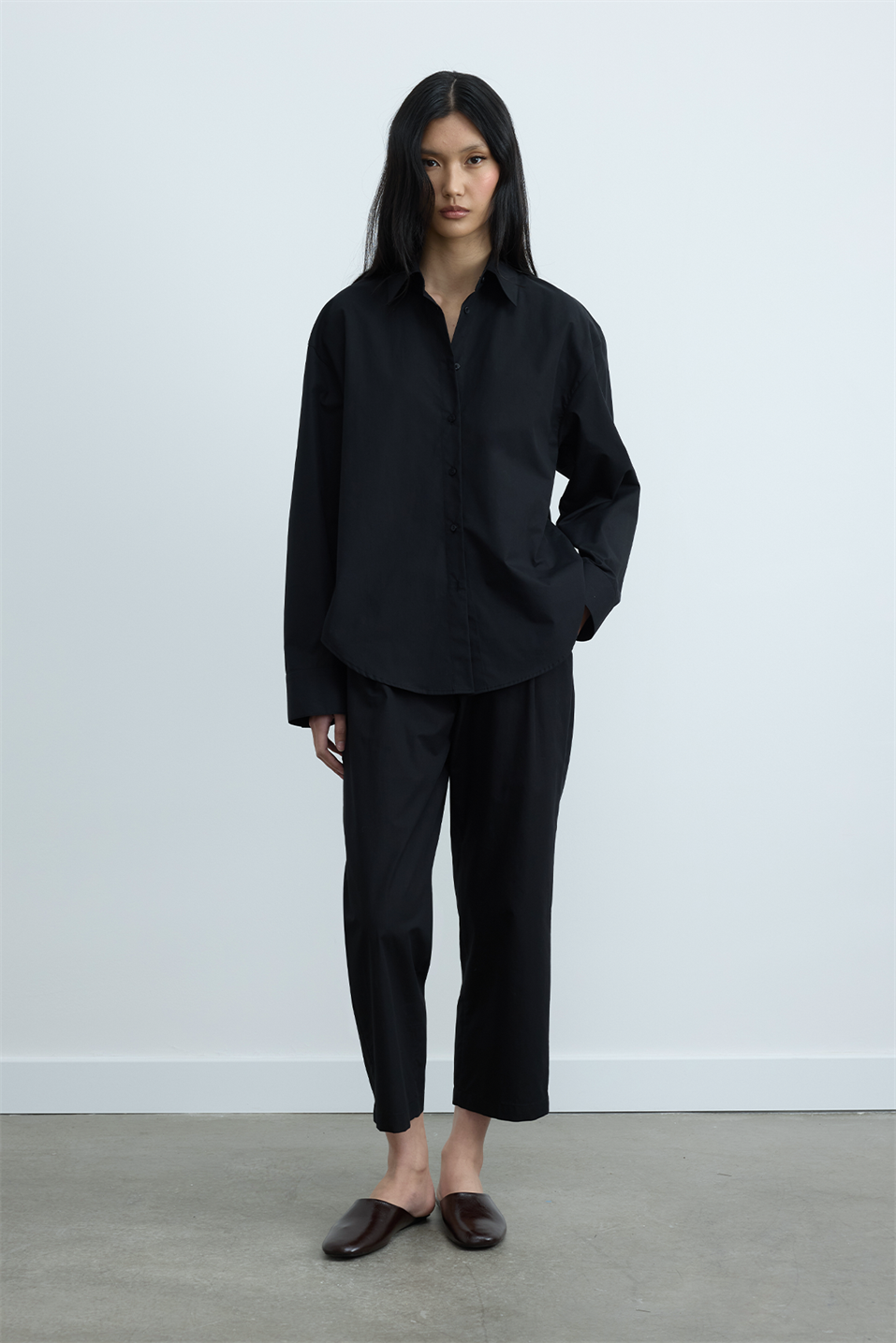 Siyah Page Oversize Gömlek