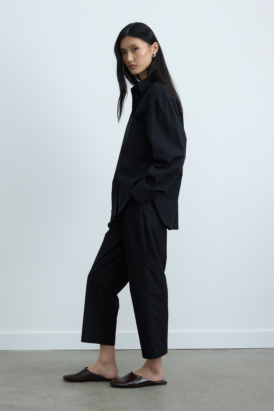 Siyah Page Oversize Gömlek