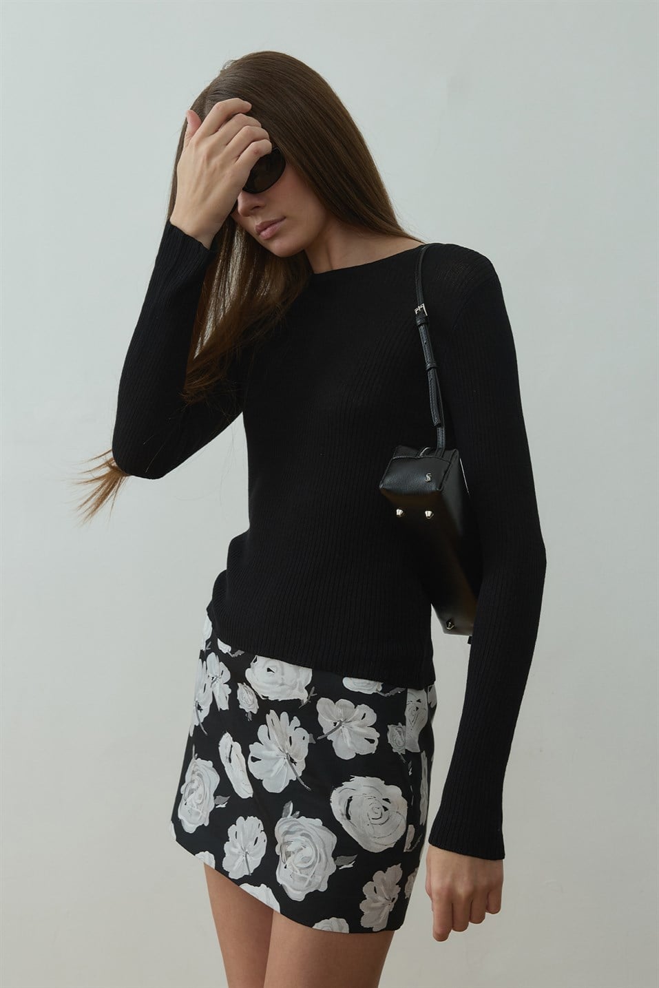 Siyah Ray Fitilli Triko Bluz