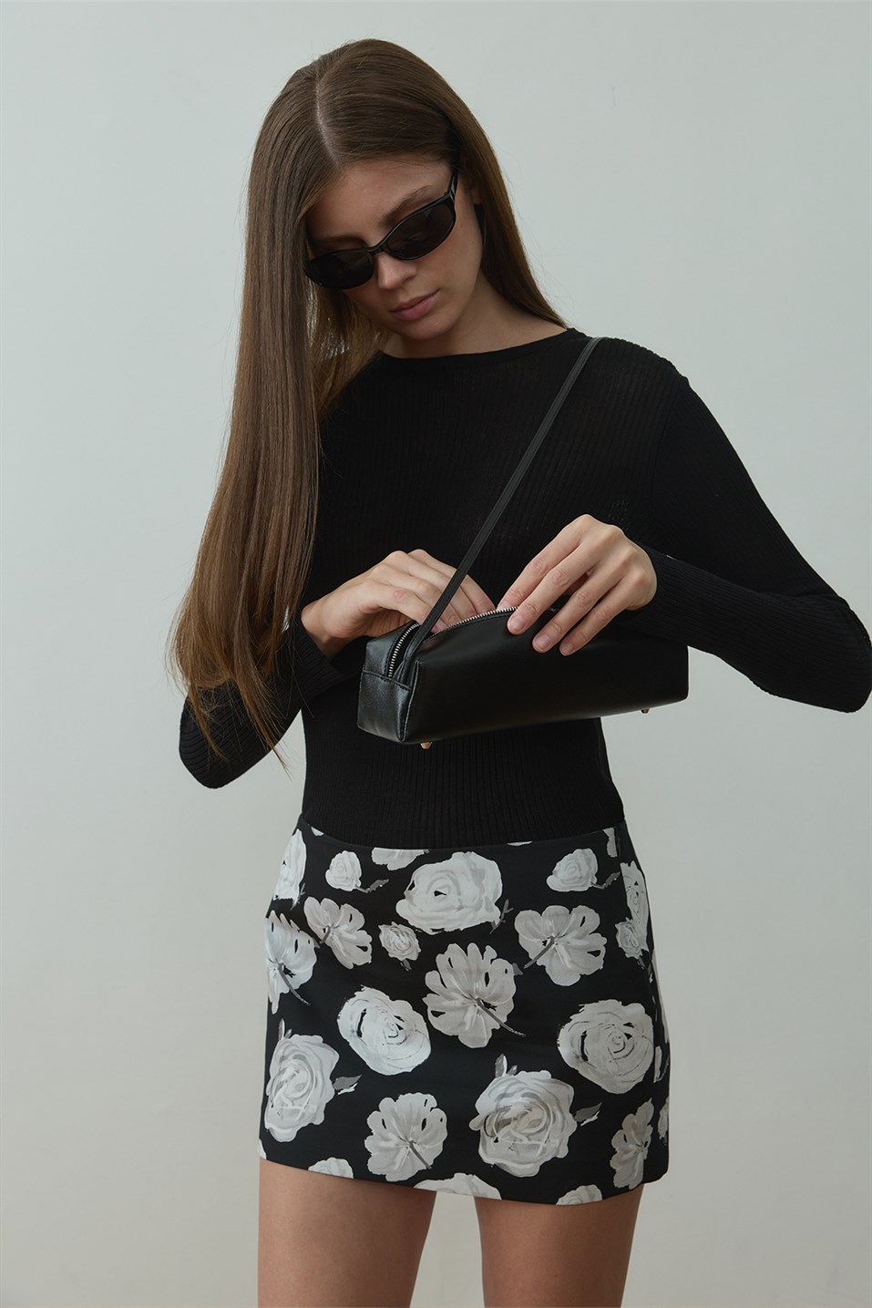 Siyah Ray Fitilli Triko Bluz