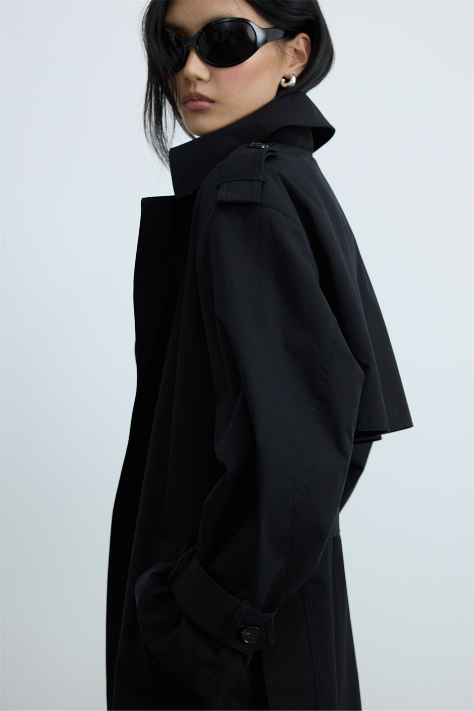 Siyah Rowan Trençkot