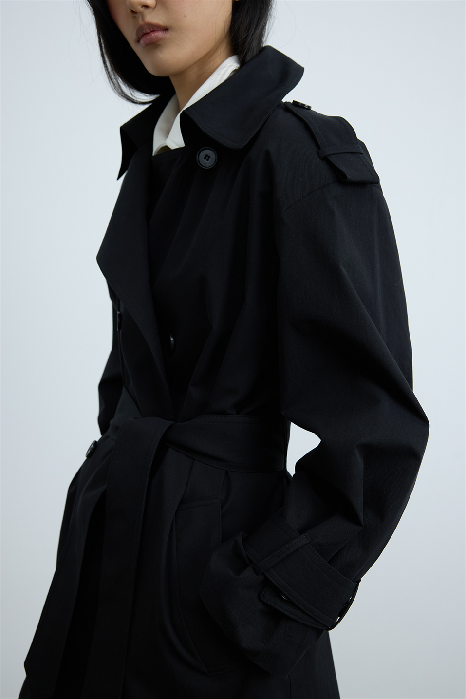 Siyah Rowan Trençkot