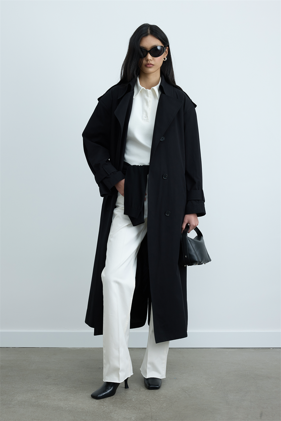 Siyah Rowan Trençkot