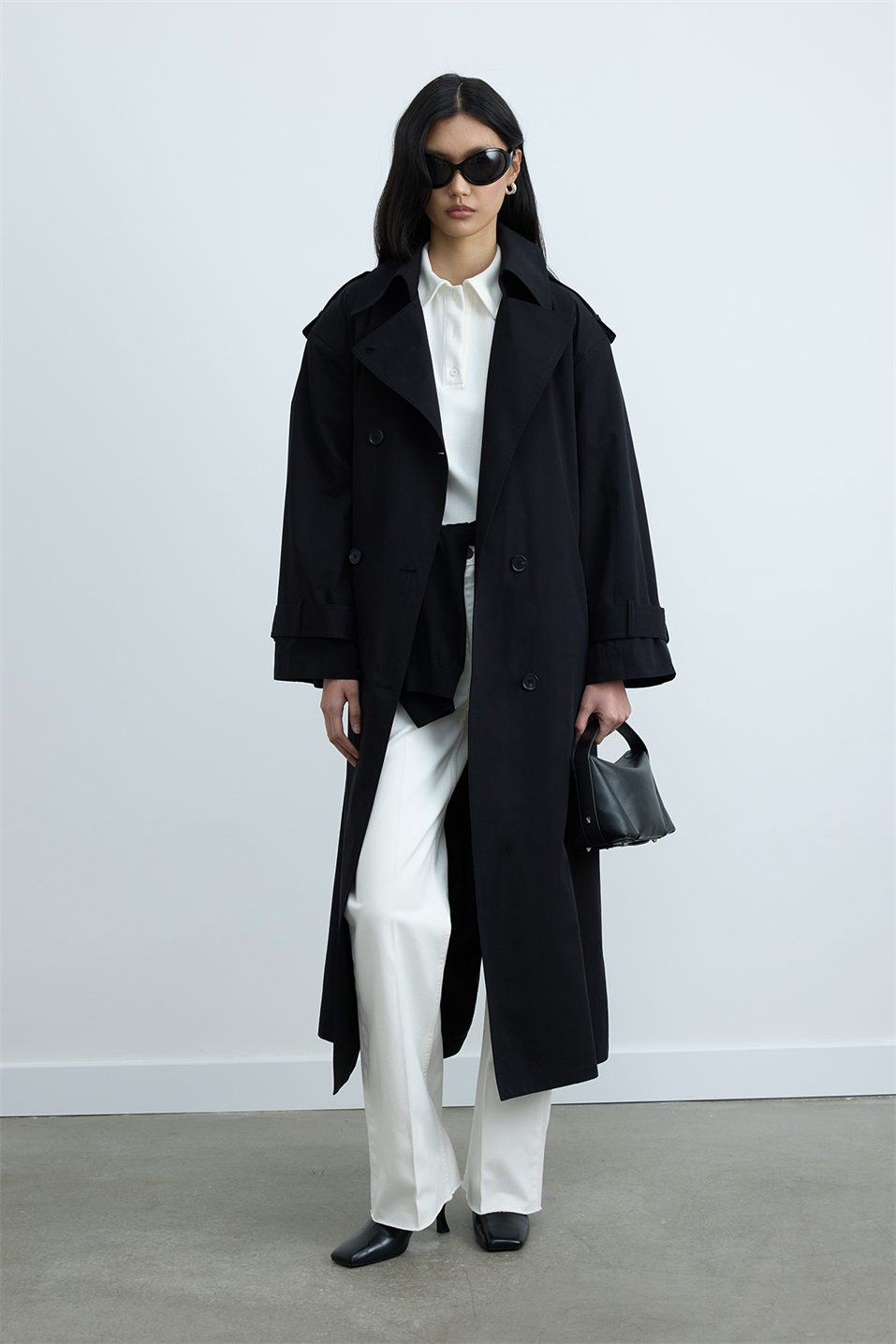 Siyah Rowan Trençkot