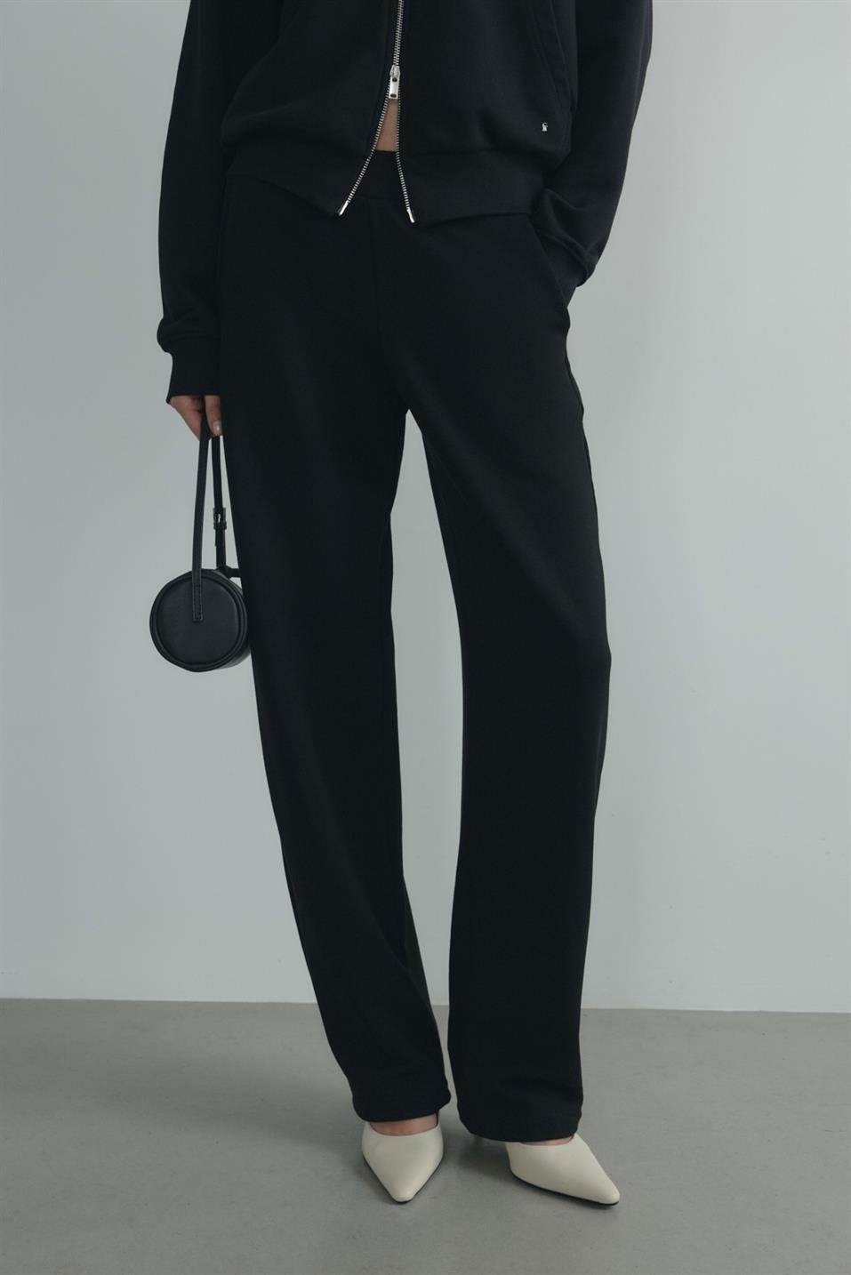 Siyah Salted Lastikli Eşofman