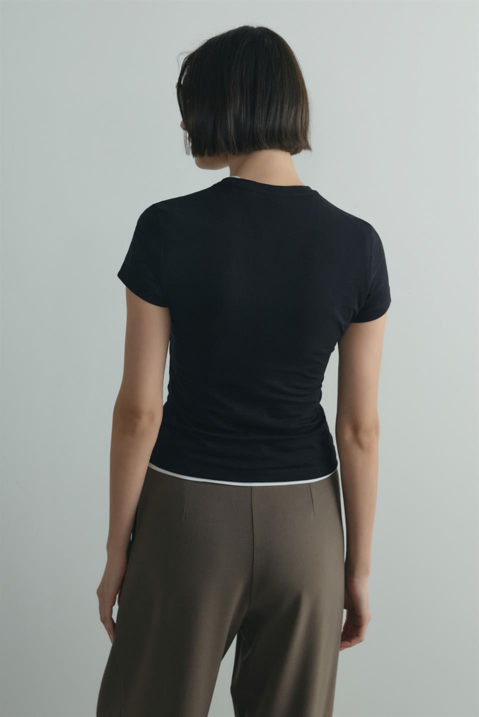 Siyah Skinny Fit Basic Tişört